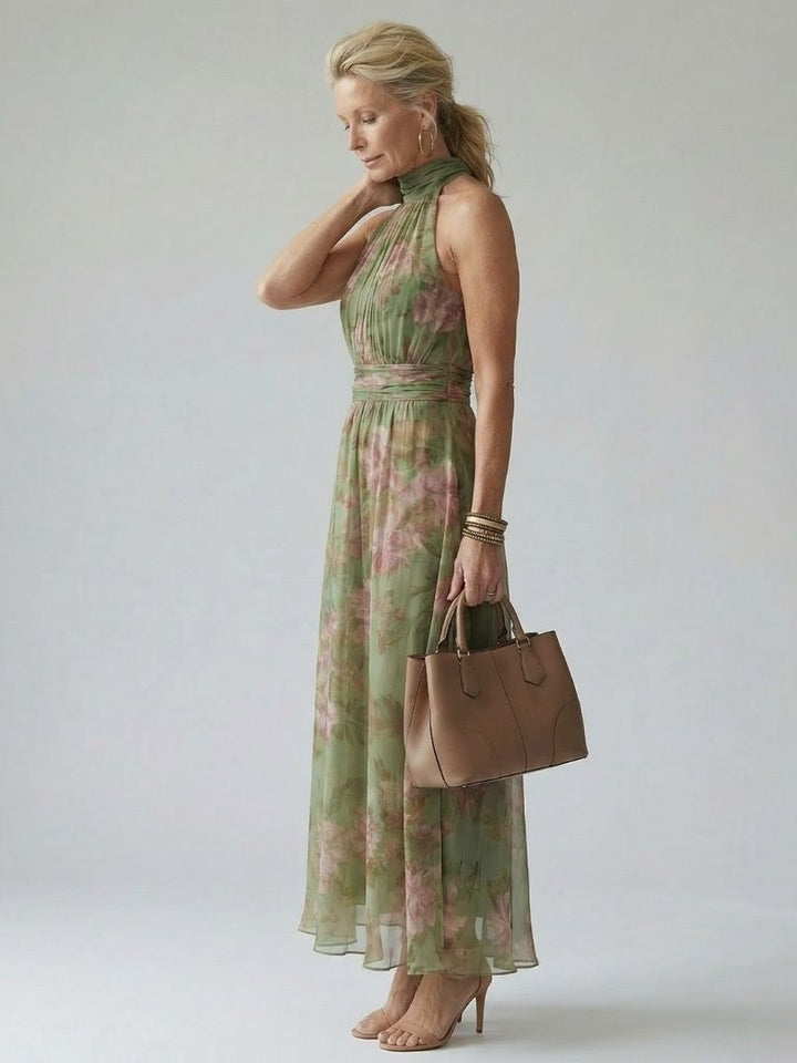 Seraphel | Women's Floral Halter Midi Dress - Floral - Image 3