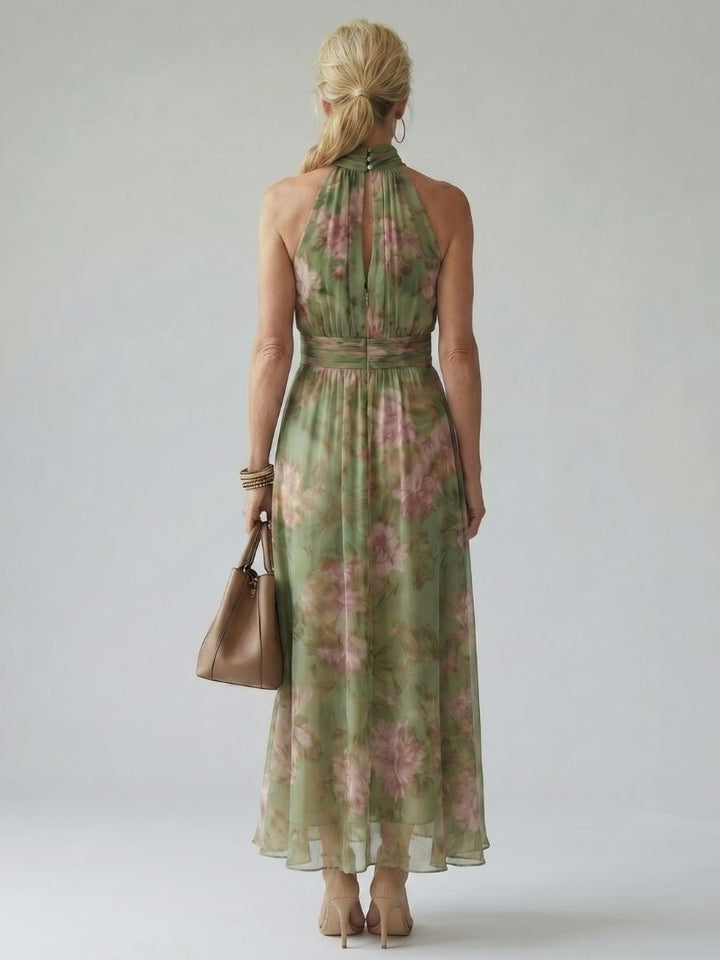 Seraphel | Women's Floral Halter Midi Dress - Floral - Image 4