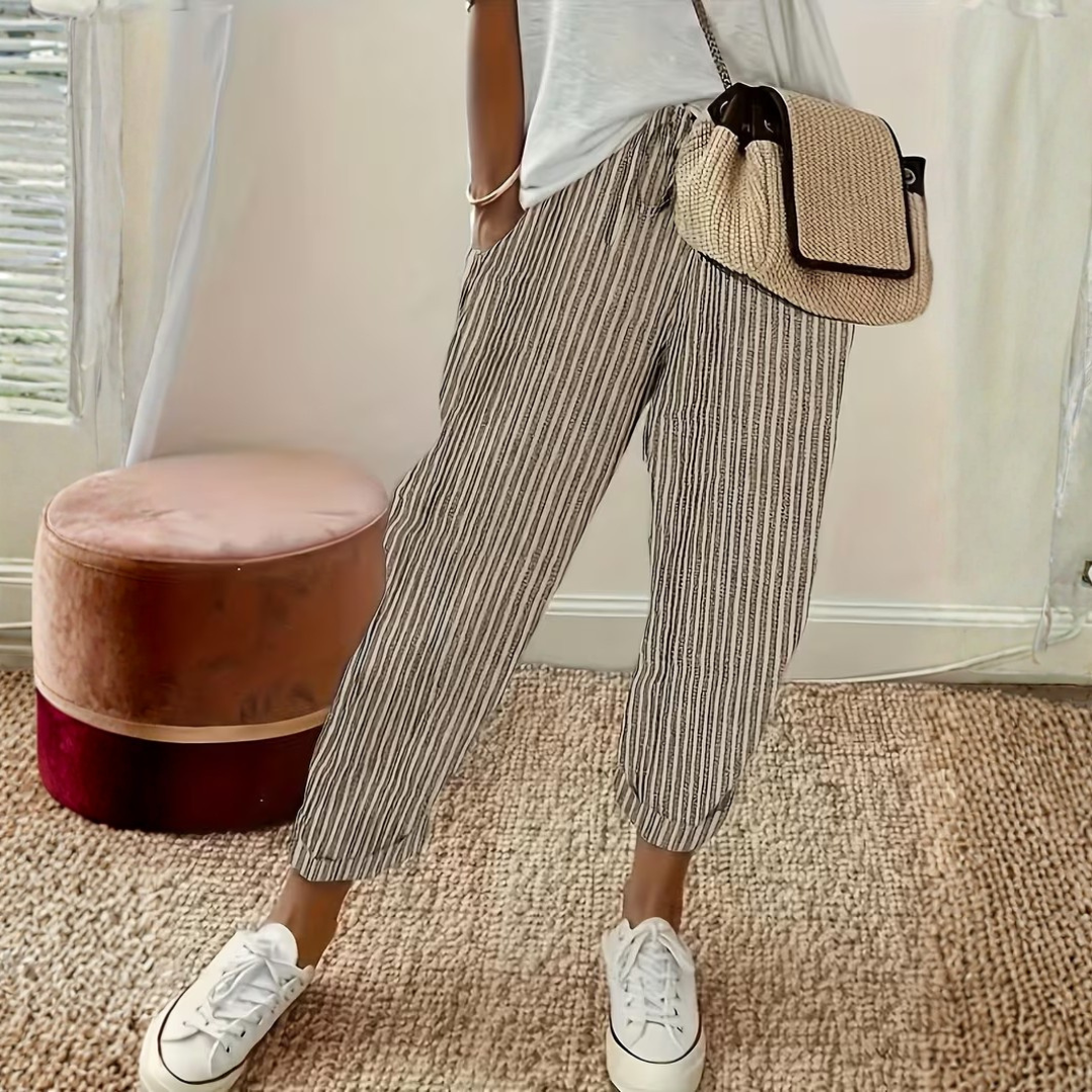 Seraphina | Women's Striped Wide Leg Pants - Striped - Image 1