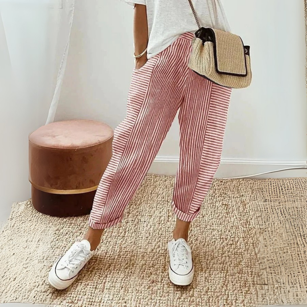 Seraphina | Women's Striped Wide Leg Pants - Striped - Image 2