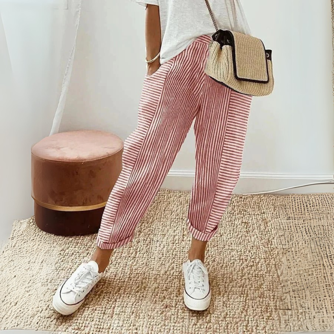 Seraphina | Women's Striped Wide Leg Pants - Striped - Image 2