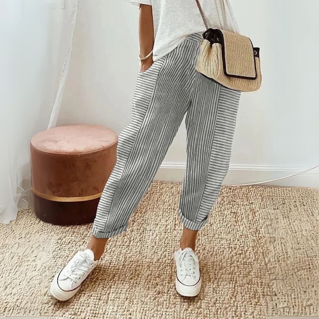 Seraphina | Women's Striped Wide Leg Pants - Striped - Image 3