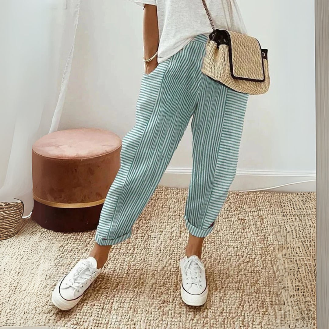 Seraphina | Women's Striped Wide Leg Pants - Striped - Image 4