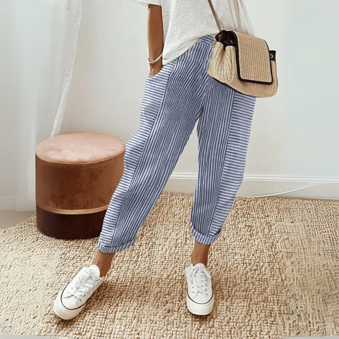 Seraphina | Women's Striped Wide Leg Pants - Striped - Image 5