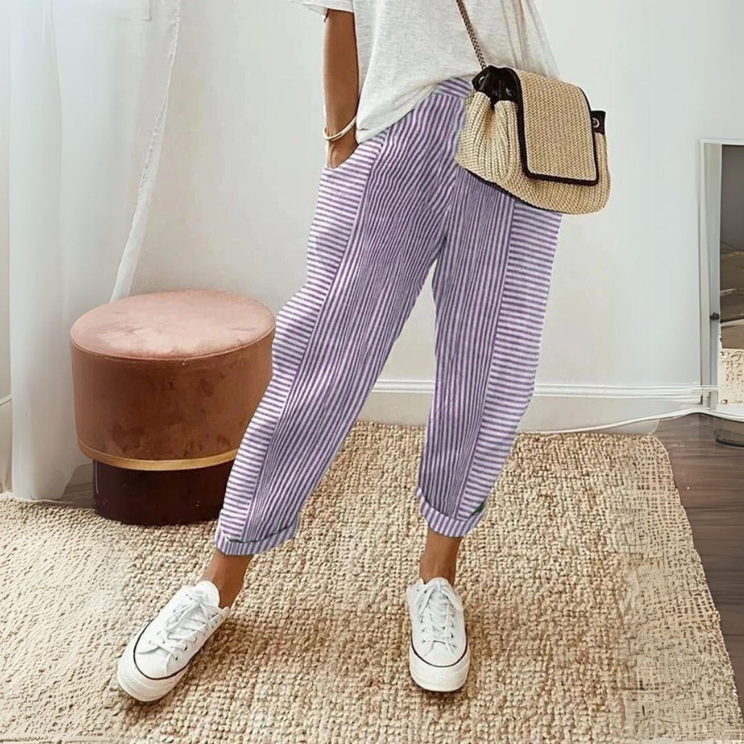 Seraphina | Women's Striped Wide Leg Pants - Striped - Image 6