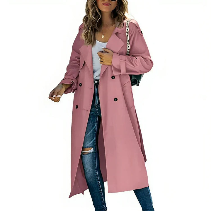 Seraphine | Women's Double Breasted Long Trench Coat - Beige - Image 4