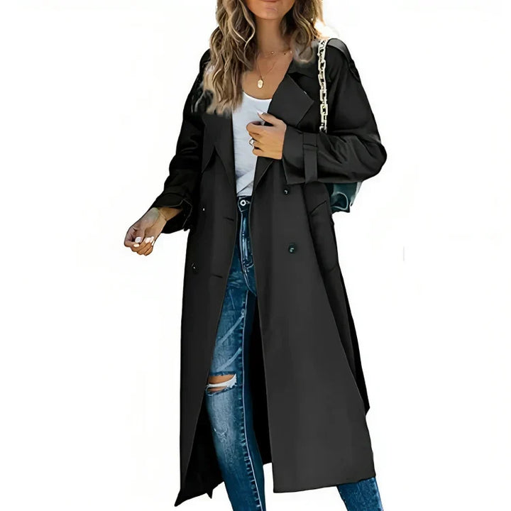 Seraphine | Women's Double Breasted Long Trench Coat - Beige - Image 5