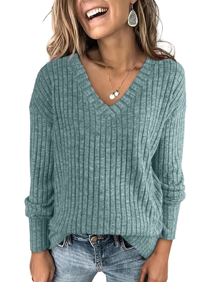 Seraphine | Women's V Neck Ribbed Oversized Sweater - Purple - Image 11