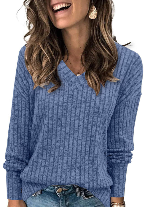 Seraphine | Women's V Neck Ribbed Oversized Sweater - Purple - Image 12