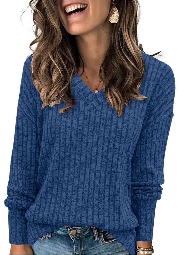 Seraphine | Women's V Neck Ribbed Oversized Sweater - Purple - Image 3