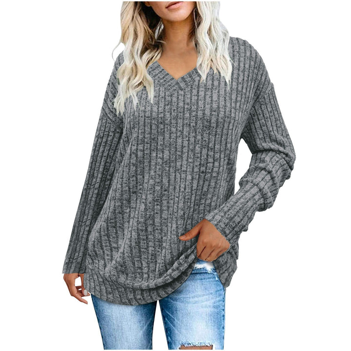 Seraphine | Women's V Neck Ribbed Oversized Sweater - Purple - Image 5