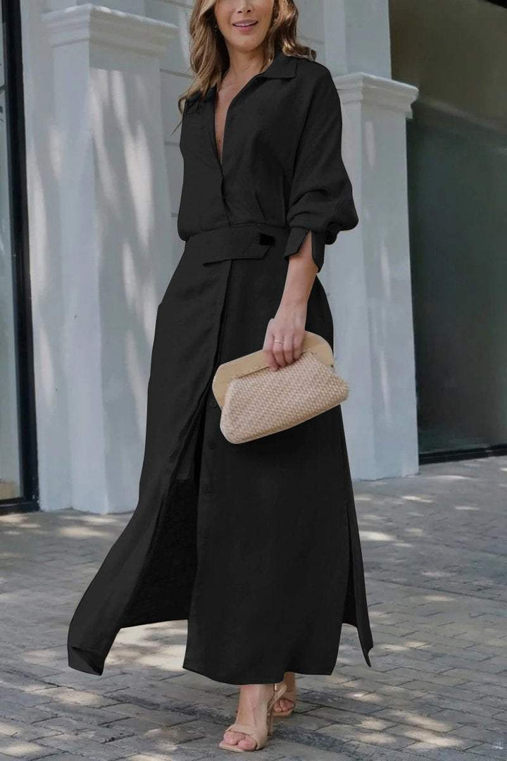 Seren | Women's Long Sleeve Maxi Dress - Champagne - Image 4