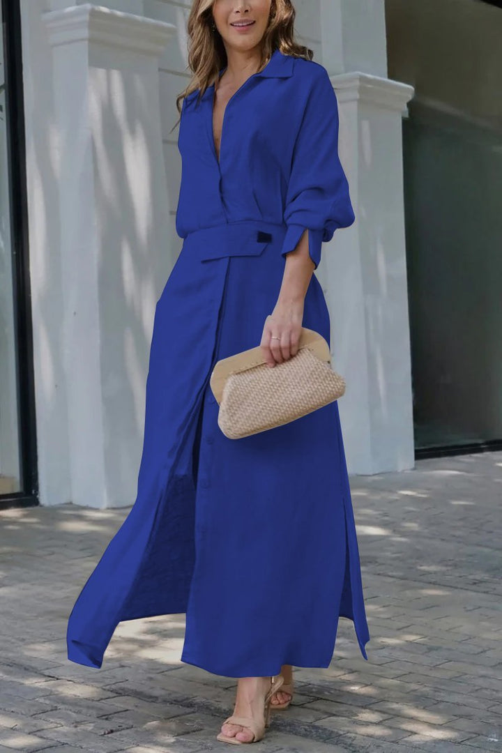 Seren | Women's Long Sleeve Maxi Dress - Champagne - Image 5