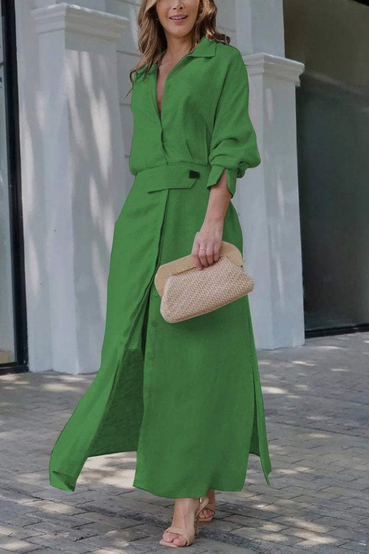 Seren | Women's Long Sleeve Maxi Dress - Champagne - Image 6