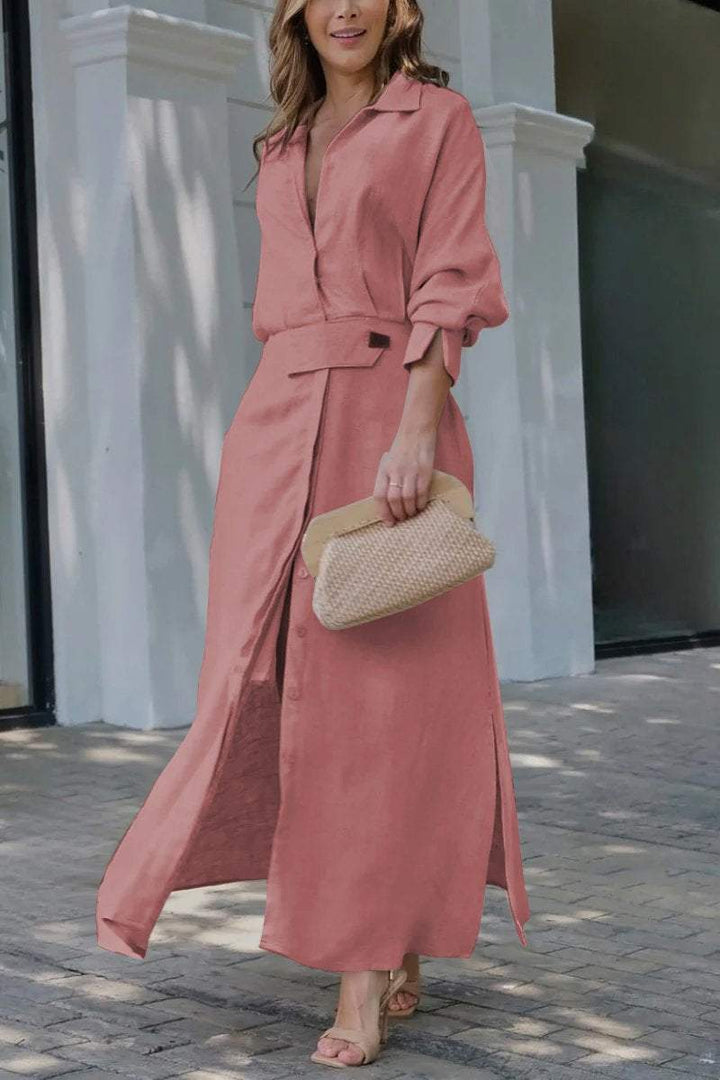 Seren | Women's Long Sleeve Maxi Dress - Champagne - Image 7