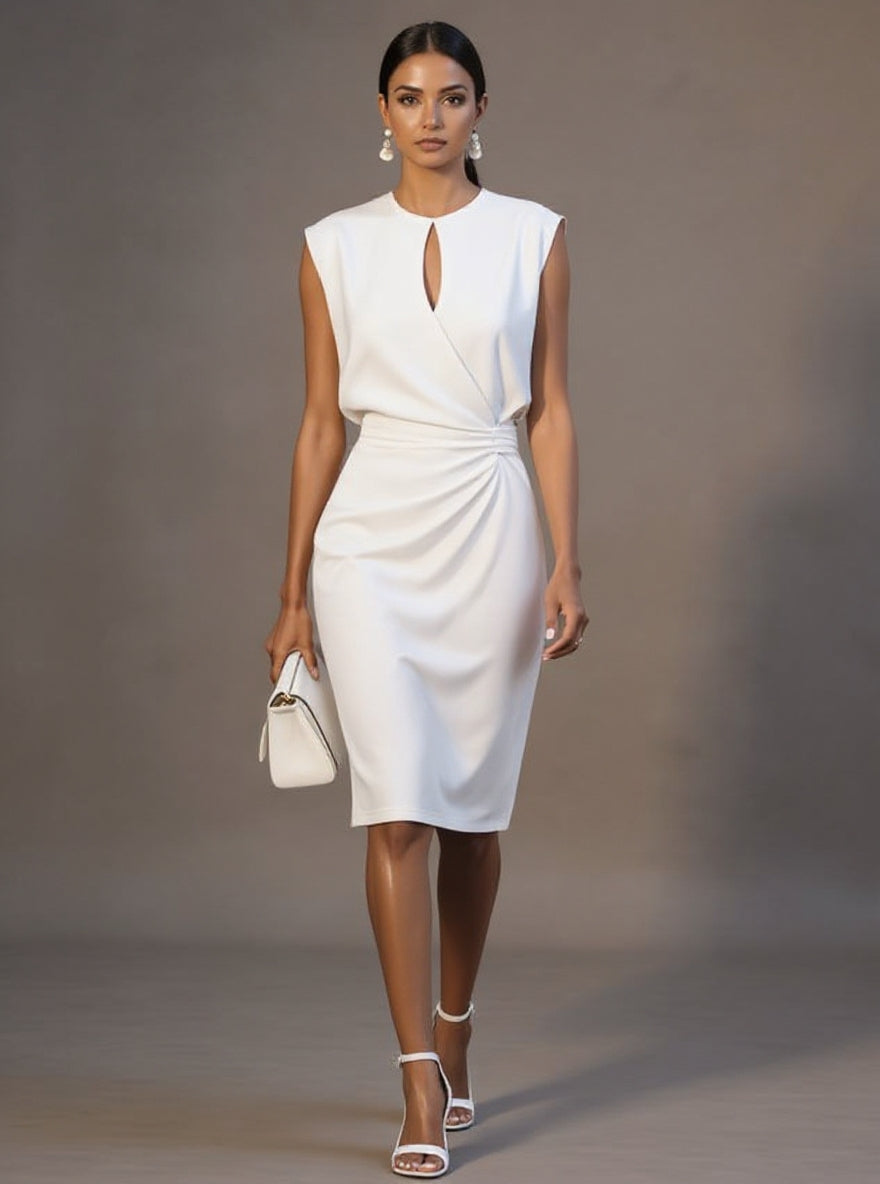 Silvaine | Women's Sleeveless Formal Midi Dress - Light Blue - Image 2