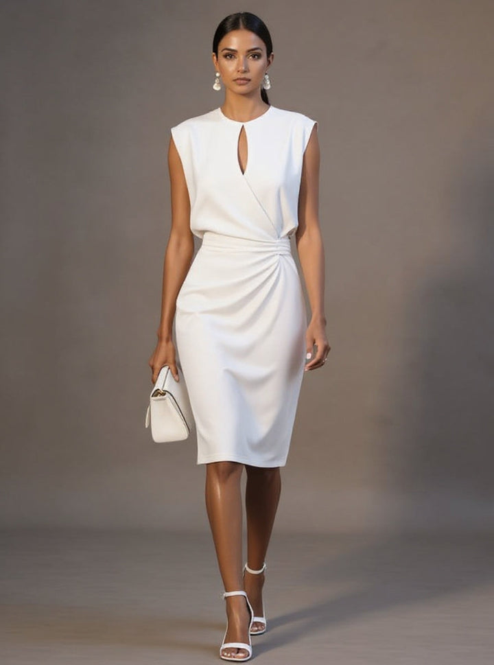 Silvaine | Women's Sleeveless Formal Midi Dress - Light Blue - Image 2
