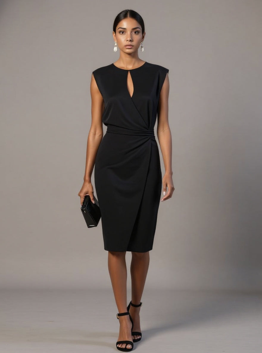 Silvaine | Women's Sleeveless Formal Midi Dress - Light Blue - Image 3