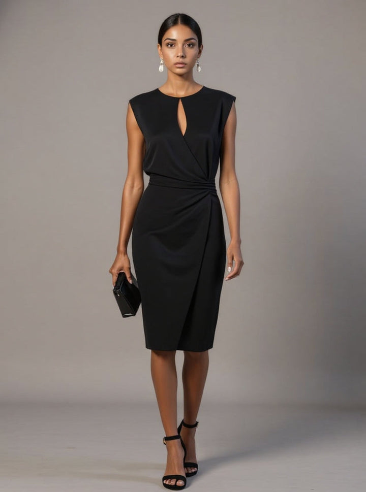 Silvaine | Women's Sleeveless Formal Midi Dress - Light Blue - Image 3