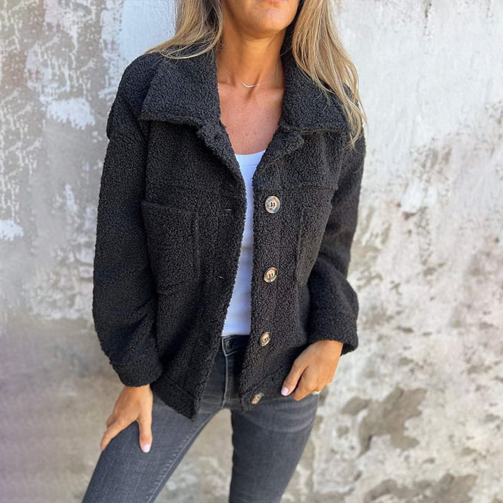 Simone | Women's Button Up Long Sleeve Jacket - Black - Image 1