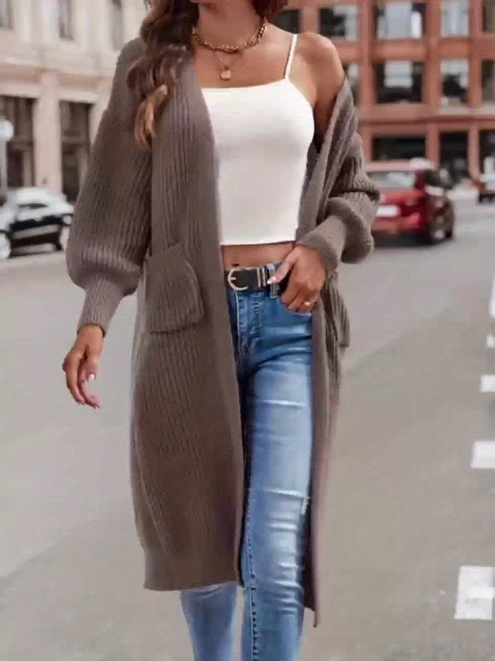 Solara | Women's Longline Open Front Cardigan - Grey - Image 11