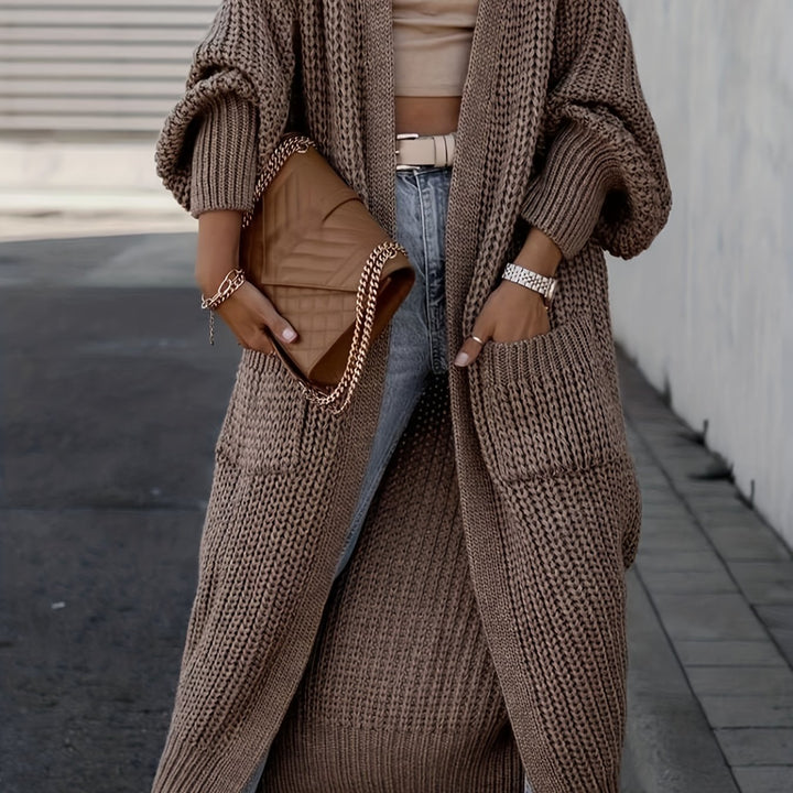 Solara | Women's Longline Open Front Cardigan - Grey - Image 12