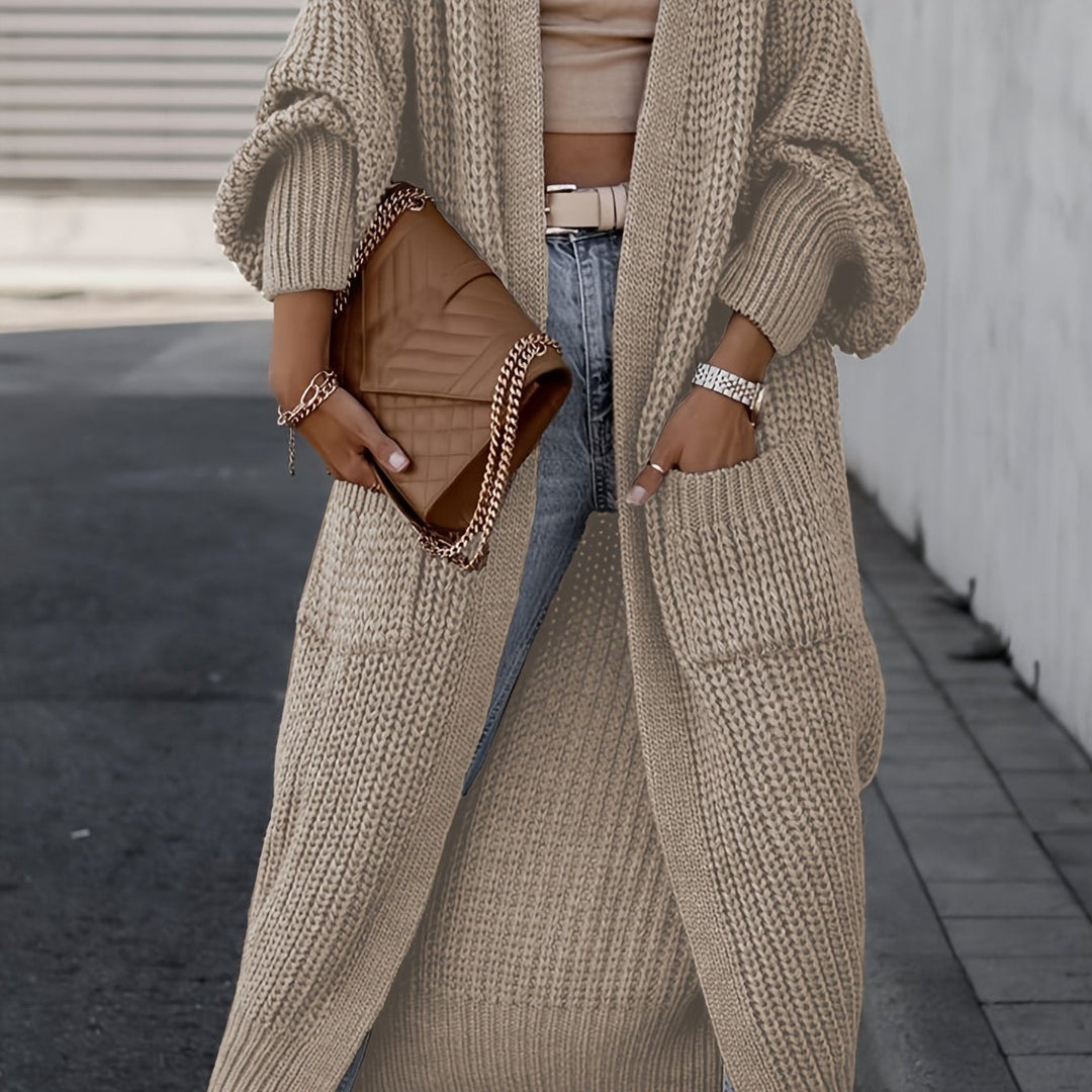 Solara | Women's Longline Open Front Cardigan - Grey - Image 15