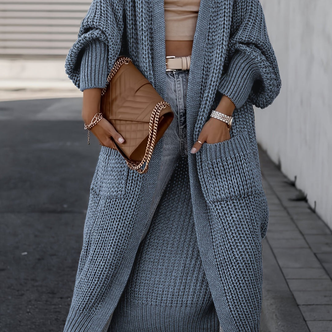 Solara | Women's Longline Open Front Cardigan - Grey - Image 16