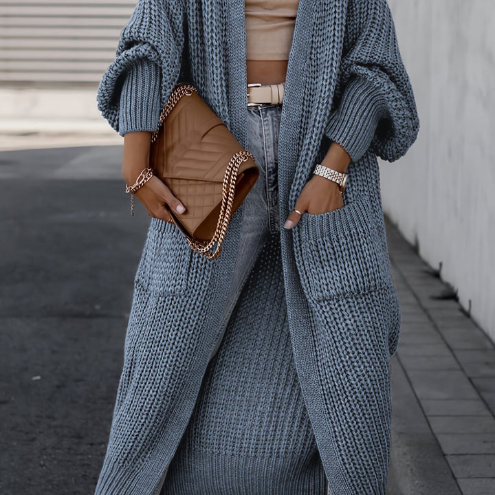 Solara | Women's Longline Open Front Cardigan - Grey - Image 16