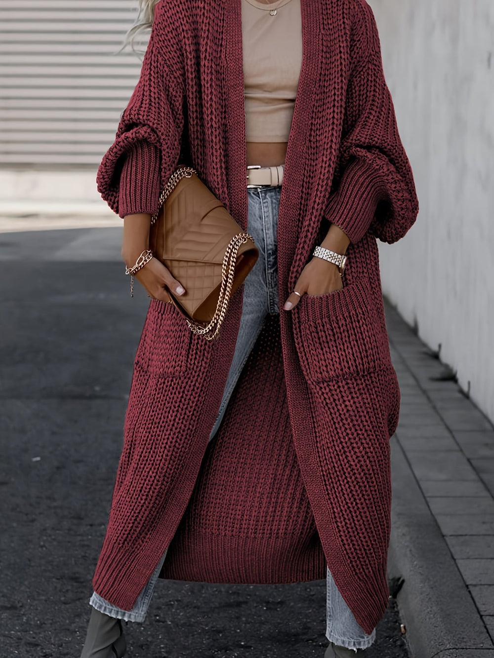 Solara | Women's Longline Open Front Cardigan - Grey - Image 2