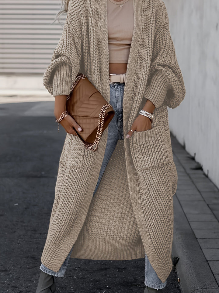 Solara | Women's Longline Open Front Cardigan - Grey - Image 4