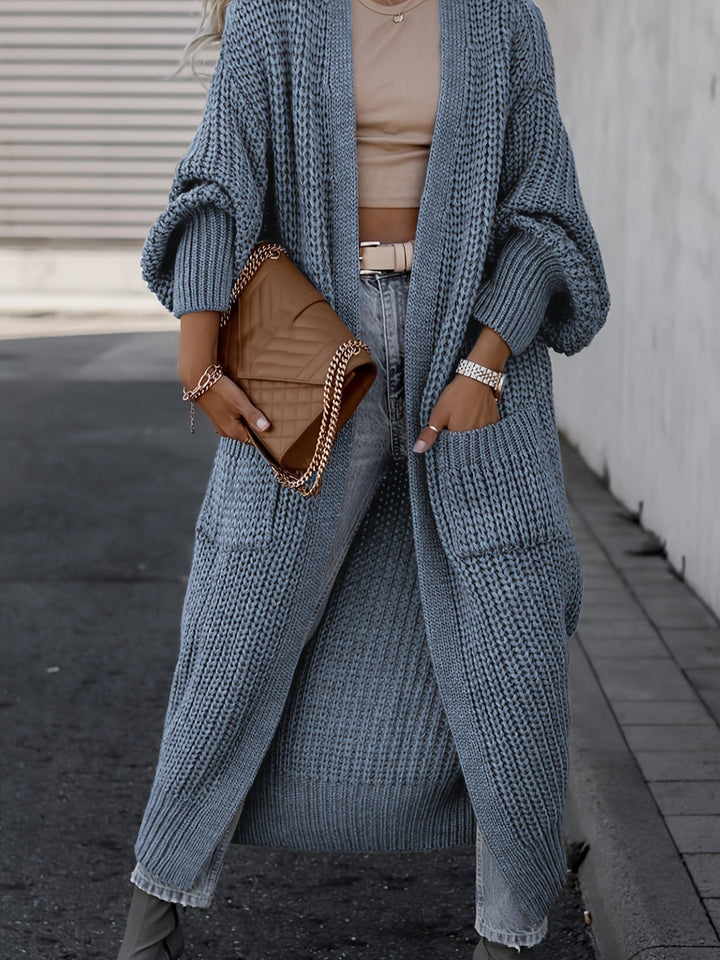 Solara | Women's Longline Open Front Cardigan - Grey - Image 6