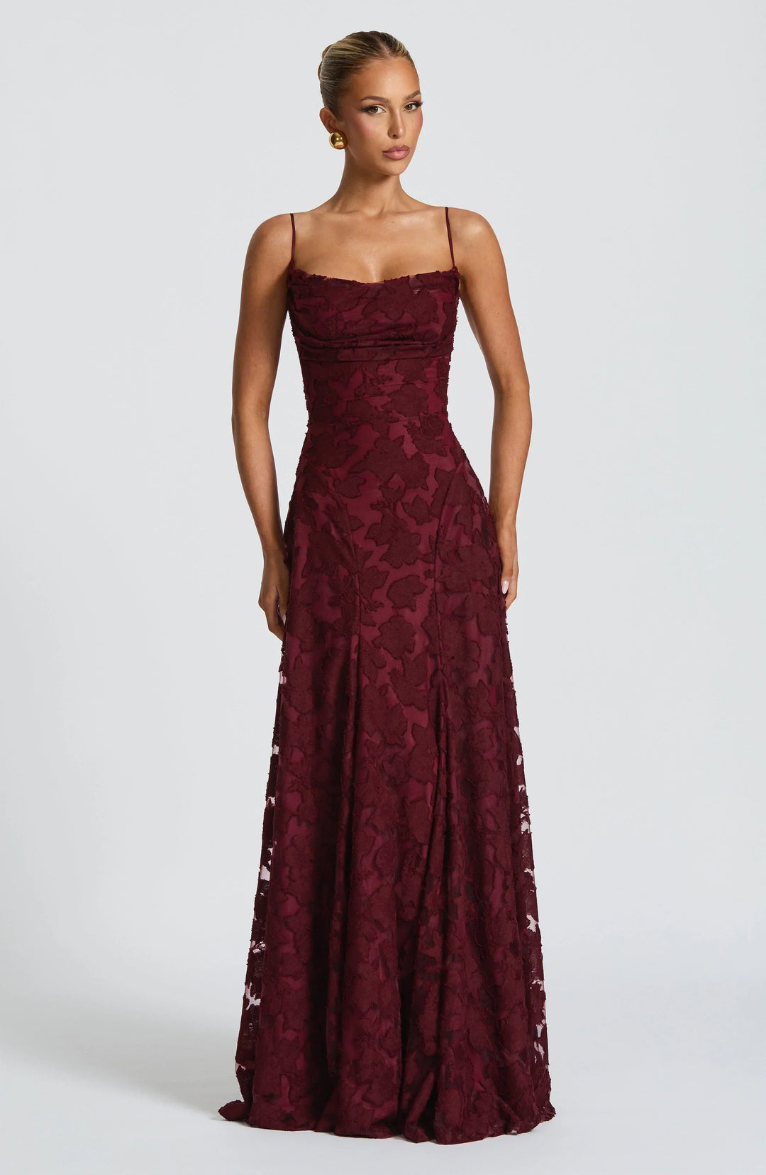 Solenne | Women's Wedding Guest Maxi Dress - Burgundy - Image 1