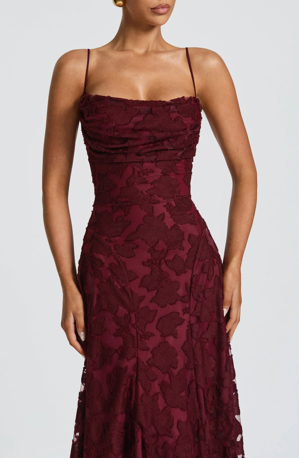 Solenne | Women's Wedding Guest Maxi Dress - Burgundy - Image 2