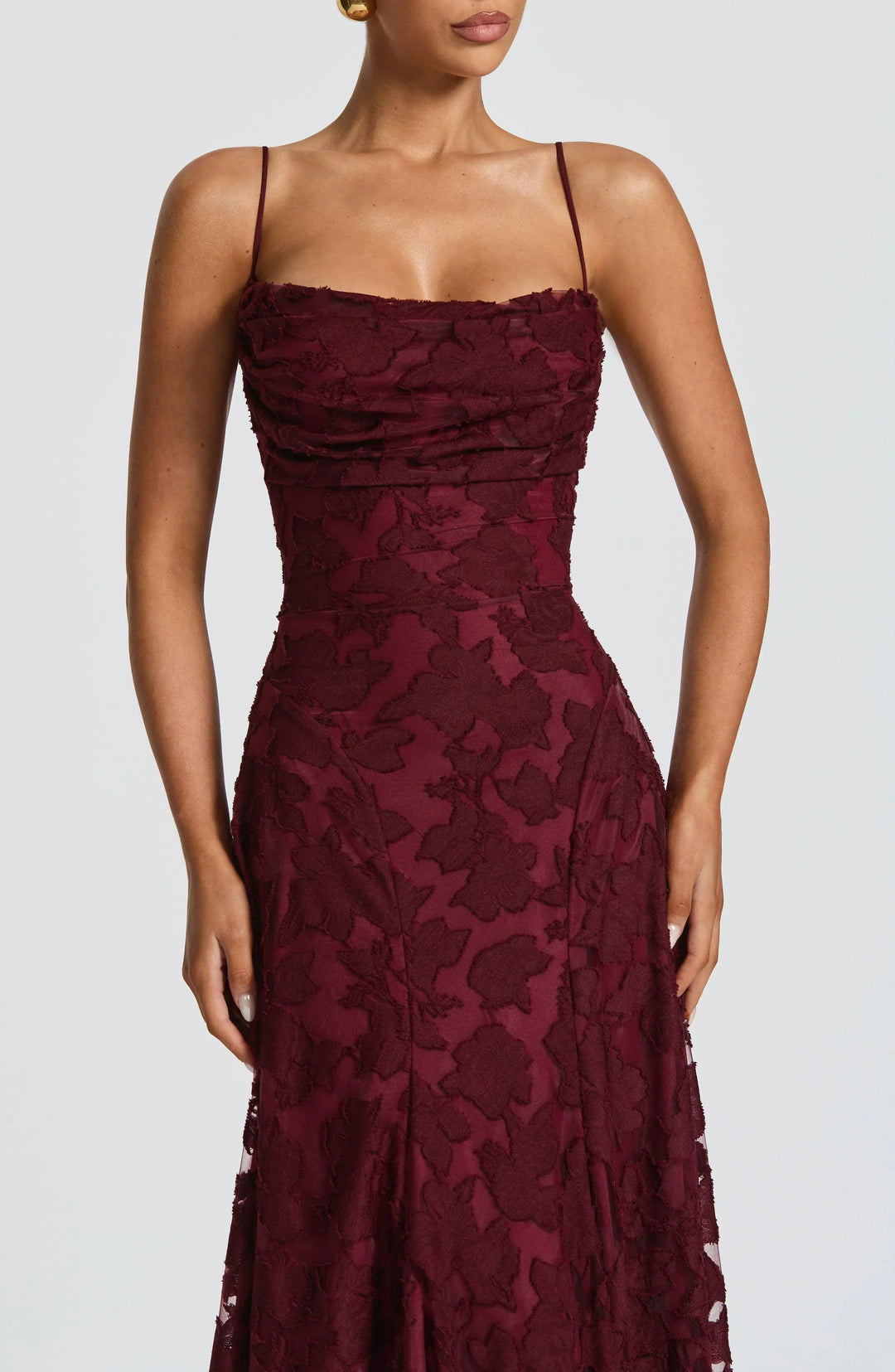 Solenne | Women's Wedding Guest Maxi Dress - Burgundy - Image 2