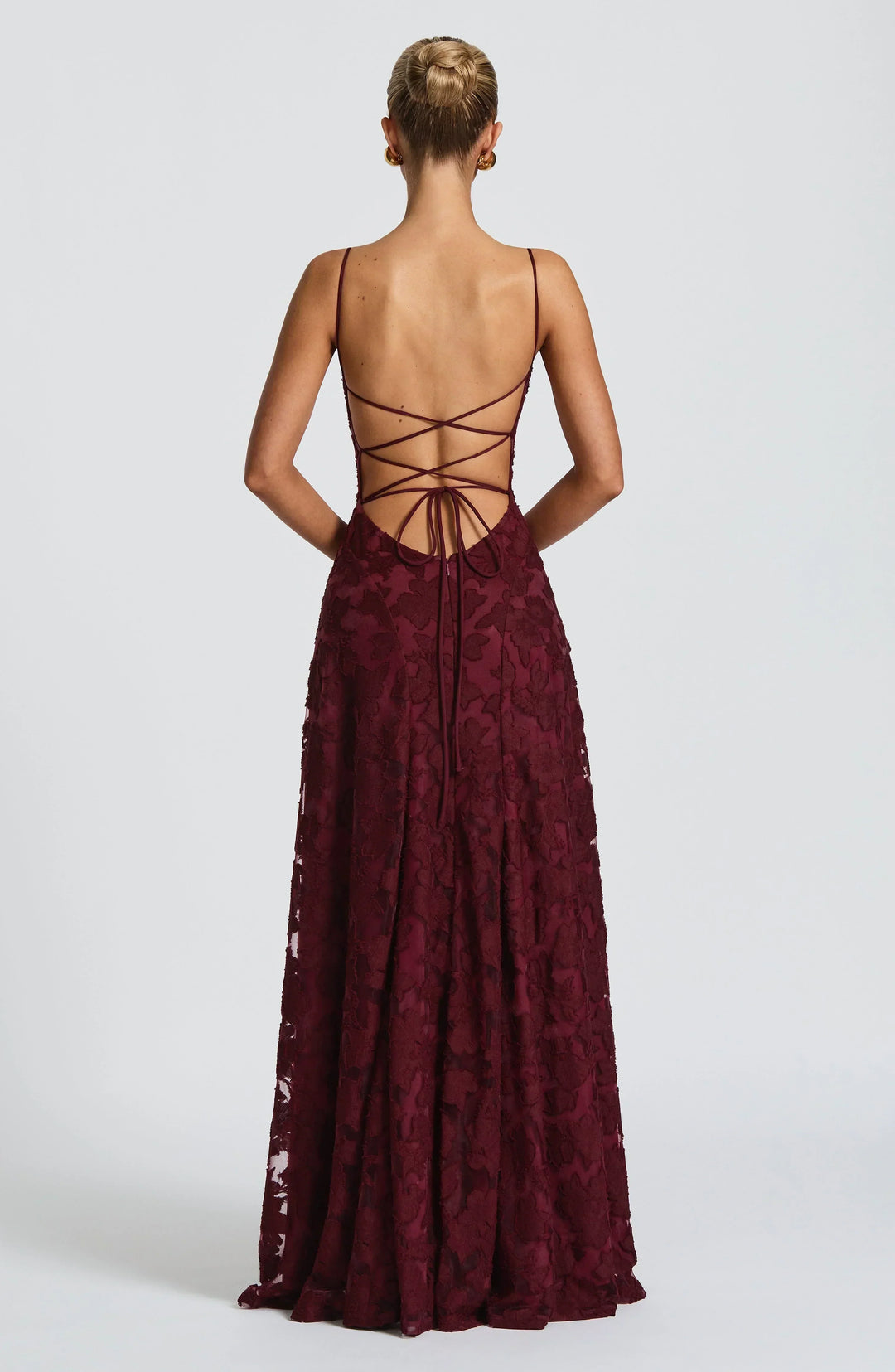Solenne | Women's Wedding Guest Maxi Dress - Burgundy - Image 4