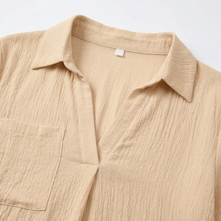 Solvaine | Women's Beach Cover-Up Shirt Dress - Cream - Image 6