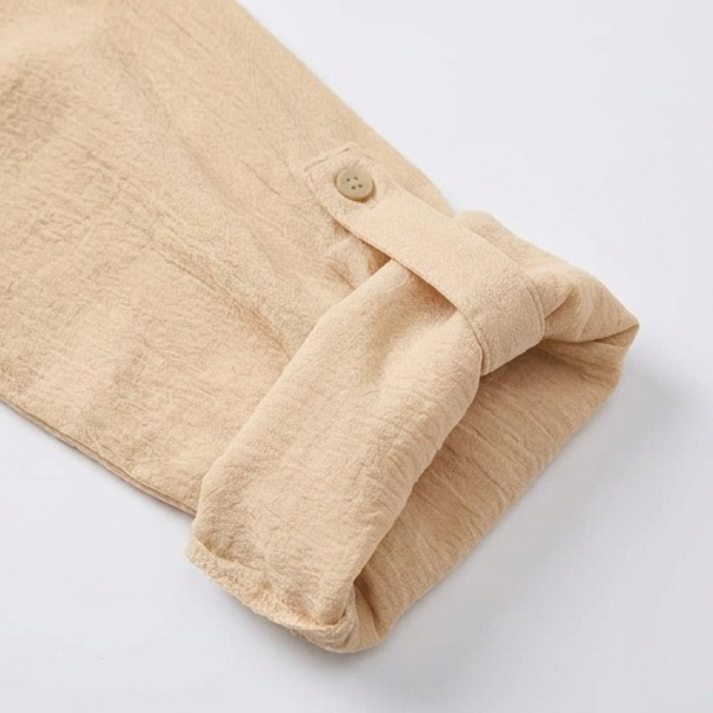 Solvaine | Women's Beach Cover-Up Shirt Dress - Cream - Image 7