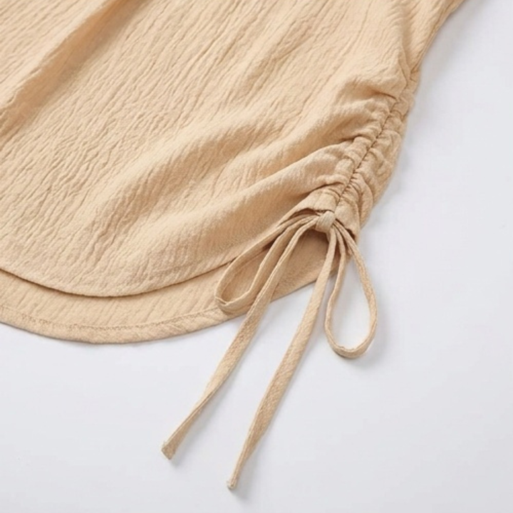 Solvaine | Women's Beach Cover-Up Shirt Dress - Cream - Image 8