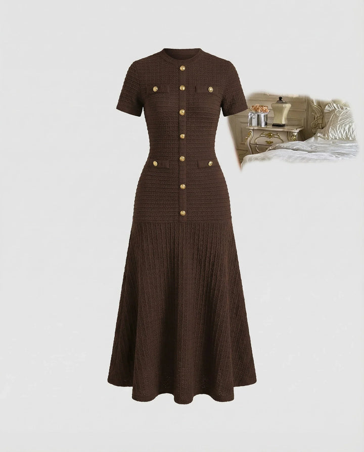 Solvane | Women's Knit Button-Front Maxi Dress - Image 1