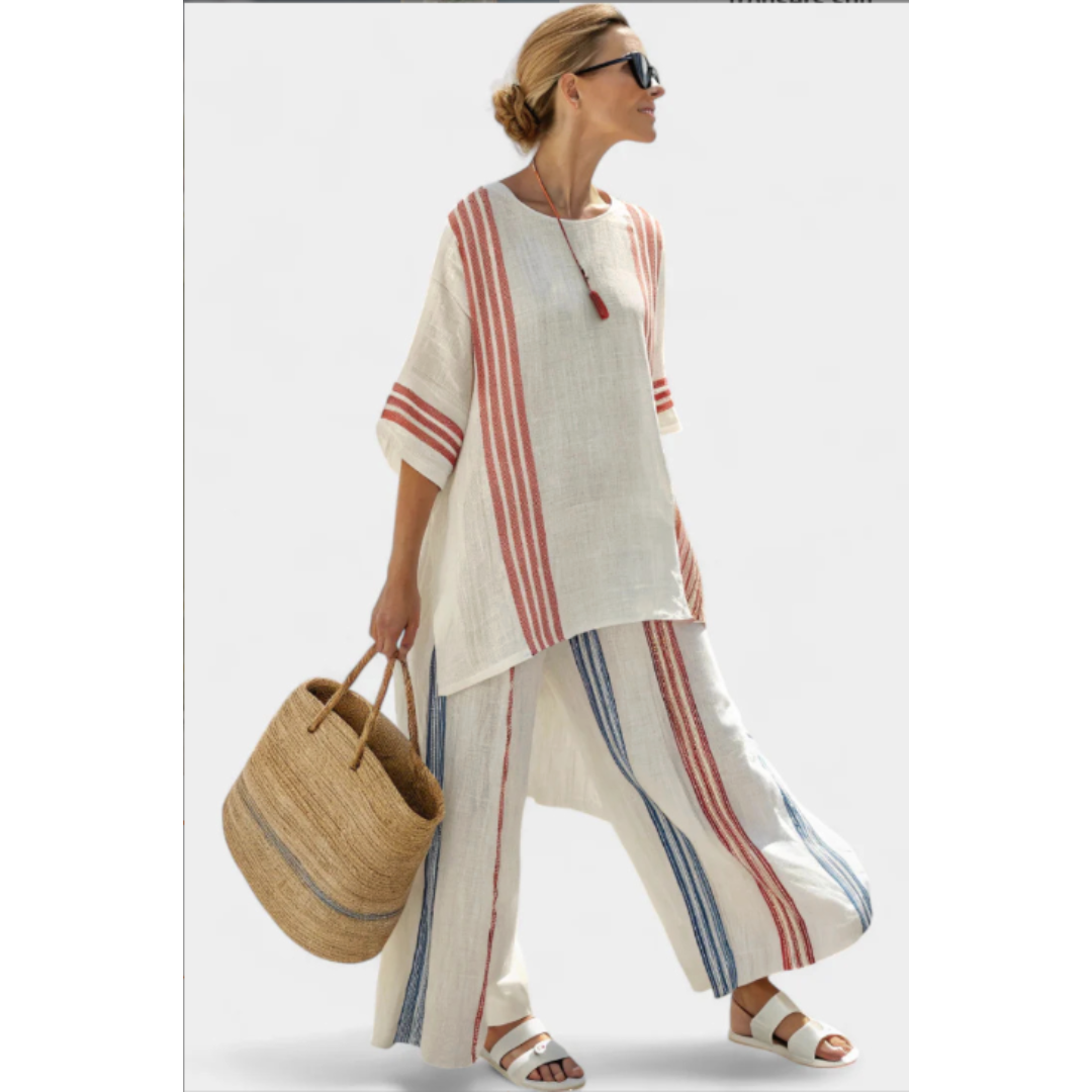Solvara | Women's Striped Relaxed Two-Piece Set - Image 1