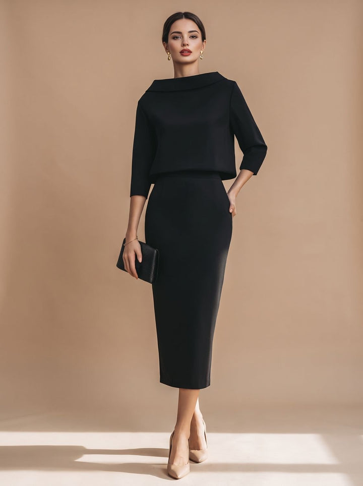 Solvendra | Women's Two Piece Co-ord Set Midi Skirt - Image 1