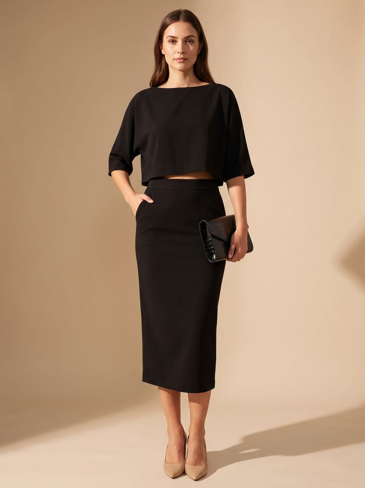 Solvendra | Women's Two Piece Co-ord Set Midi Skirt - Image 2
