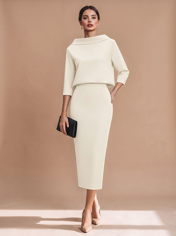 Solvendra | Women's Two Piece Co-ord Set Midi Skirt - Image 3