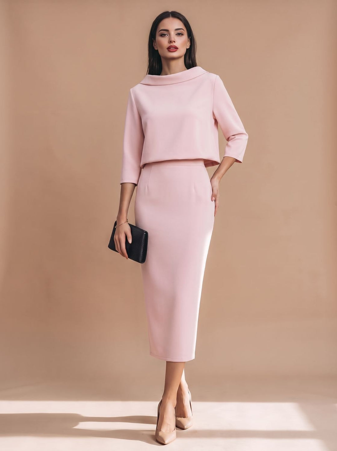 Solvendra | Women's Two Piece Co-ord Set Midi Skirt - Image 5