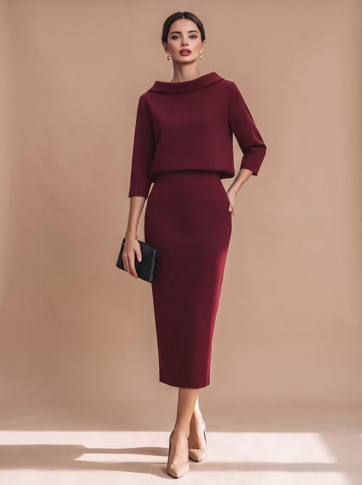 Solvendra | Women's Two Piece Co-ord Set Midi Skirt - Image 9