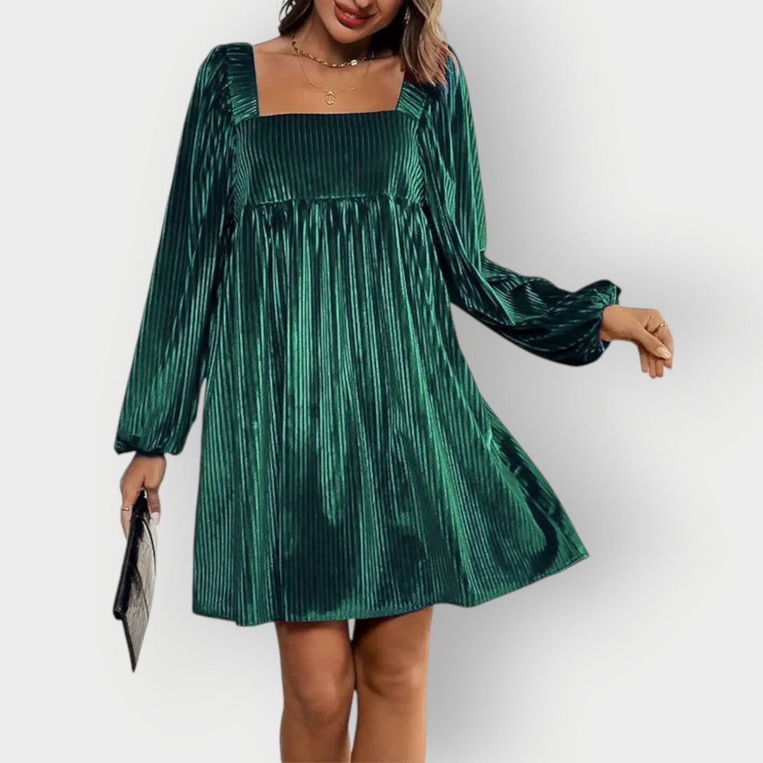 Solvindra | Women's Square Neck Mini Dress Long Sleeve - Image 1