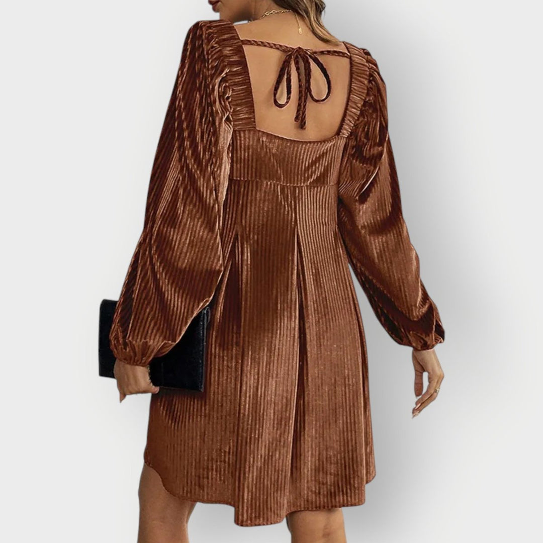 Solvindra | Women's Square Neck Mini Dress Long Sleeve - Image 7