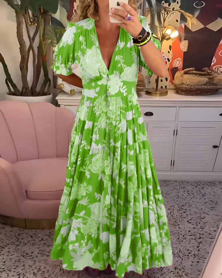 Sorella | Women's Floral Print V-Neck Maxi Dress - Red - Image 3