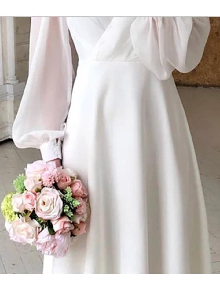 Sorelle | Women's Long Sleeve Bridal Midi Dress - White - Image 3